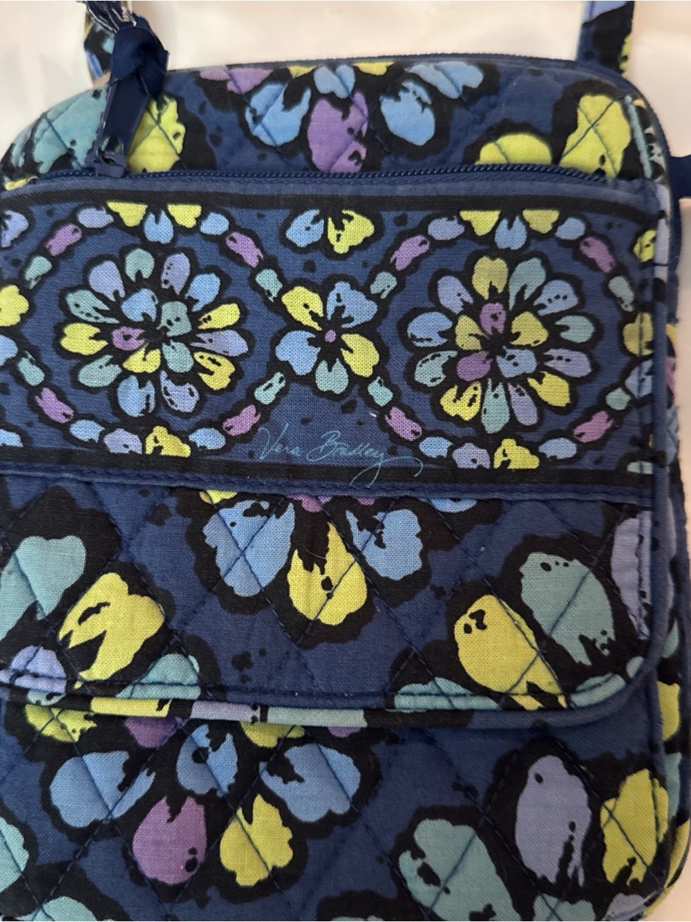 Vera Bradley Navy Floral Quilted Crossbody Bag